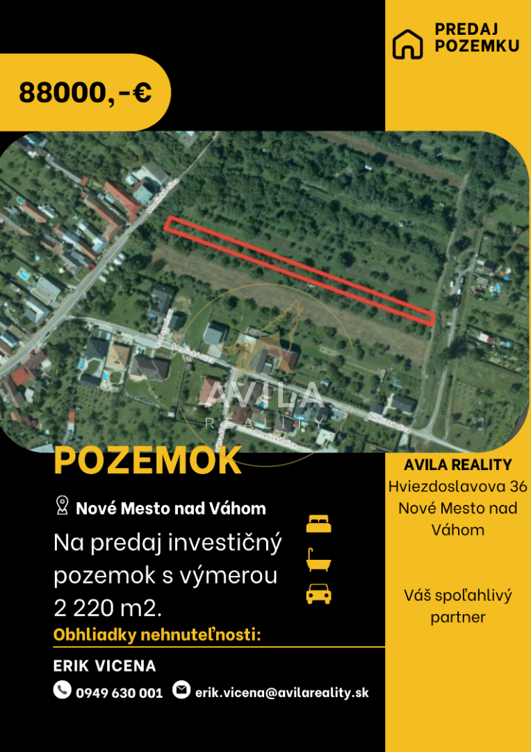 PREDAJ: pozemok na investíciu v pokojnej časti mesta Nové Mesto nad Váhom